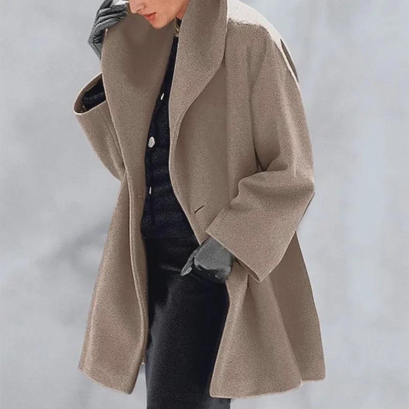 European & American Women's Multi-Color Loose Woolen Hooded Coat - Autumn/Winter Fashion 2020