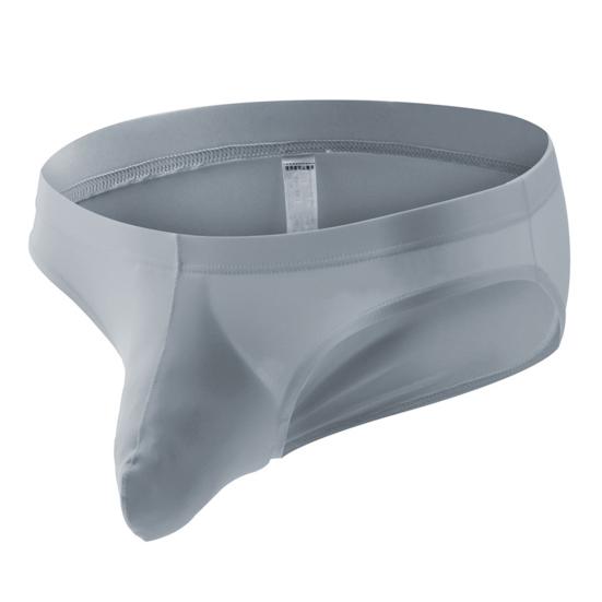 Men Briefs Low Waist U-Convex Wrap Bag Panties Solid Color Ice Silk Smooth Seamless Sexy Underwear Daily Wear