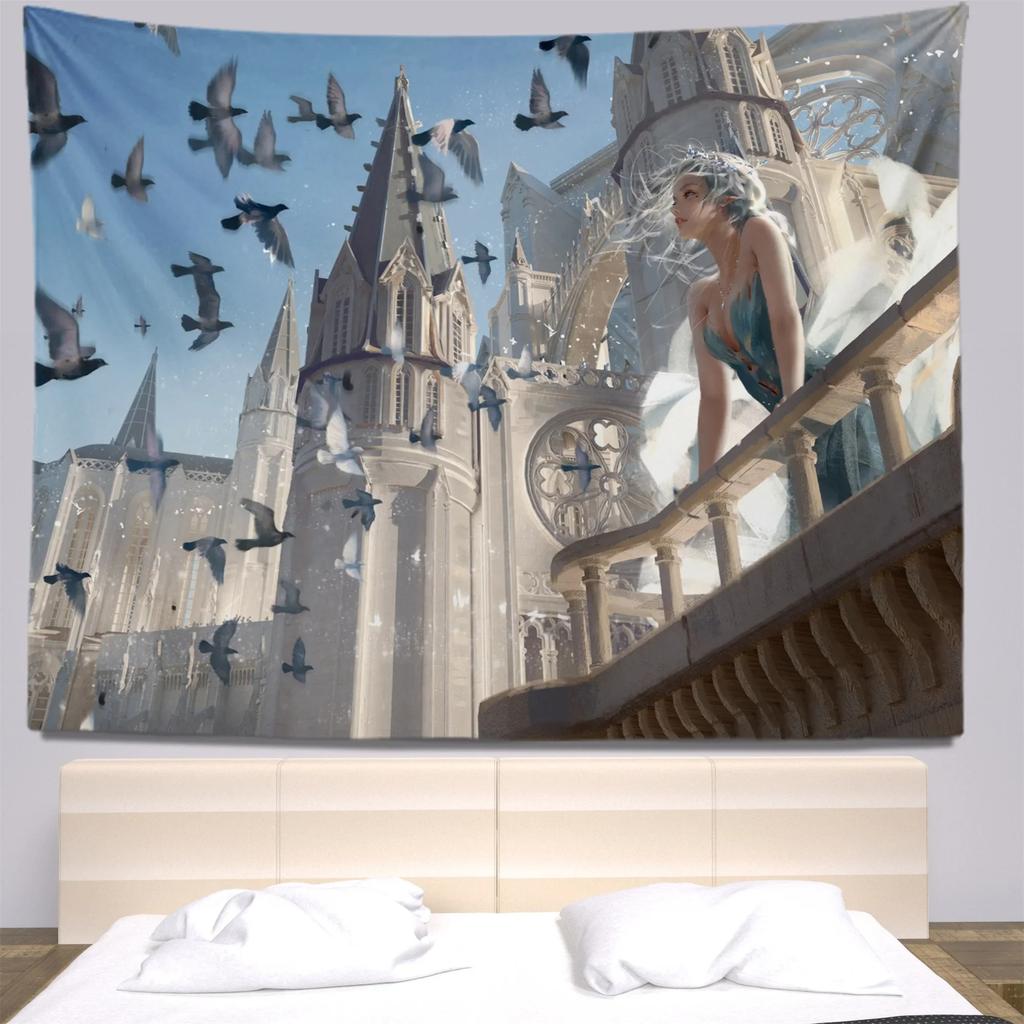 Декоративный гобелен в стиле иллюстрации персонажа из мультфильма для украшения стен дома, офиса, гостиной, гобелен