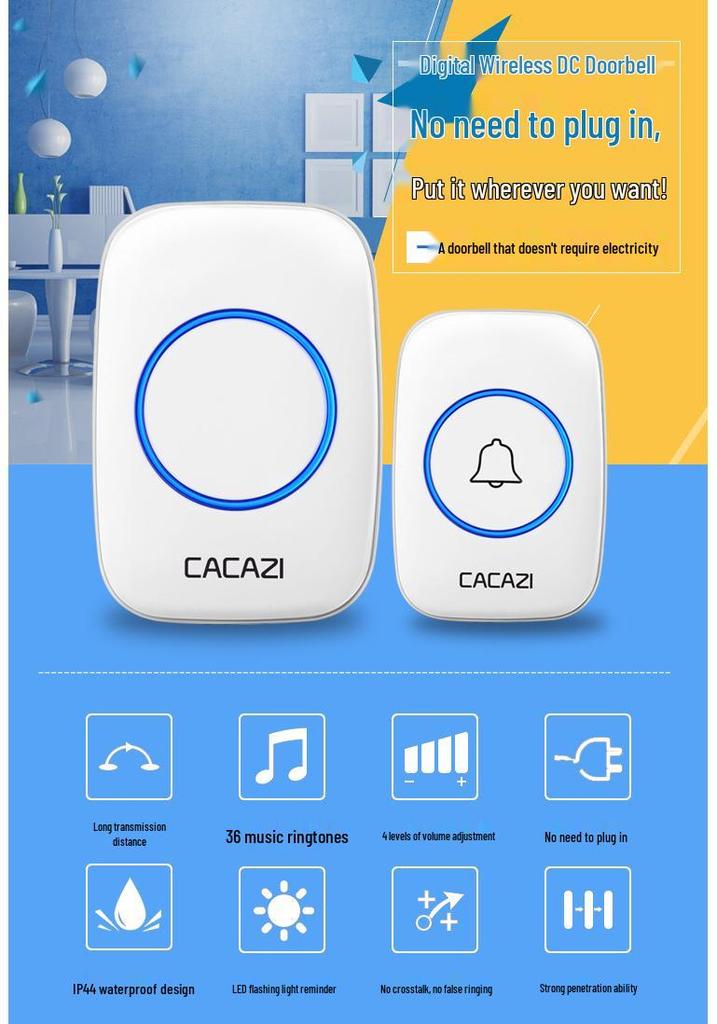 Dual Transmitter, Triple Receiver Wireless Waterproof Doorbell with Flashing Alert, Battery Operated and No Plug Needed.
