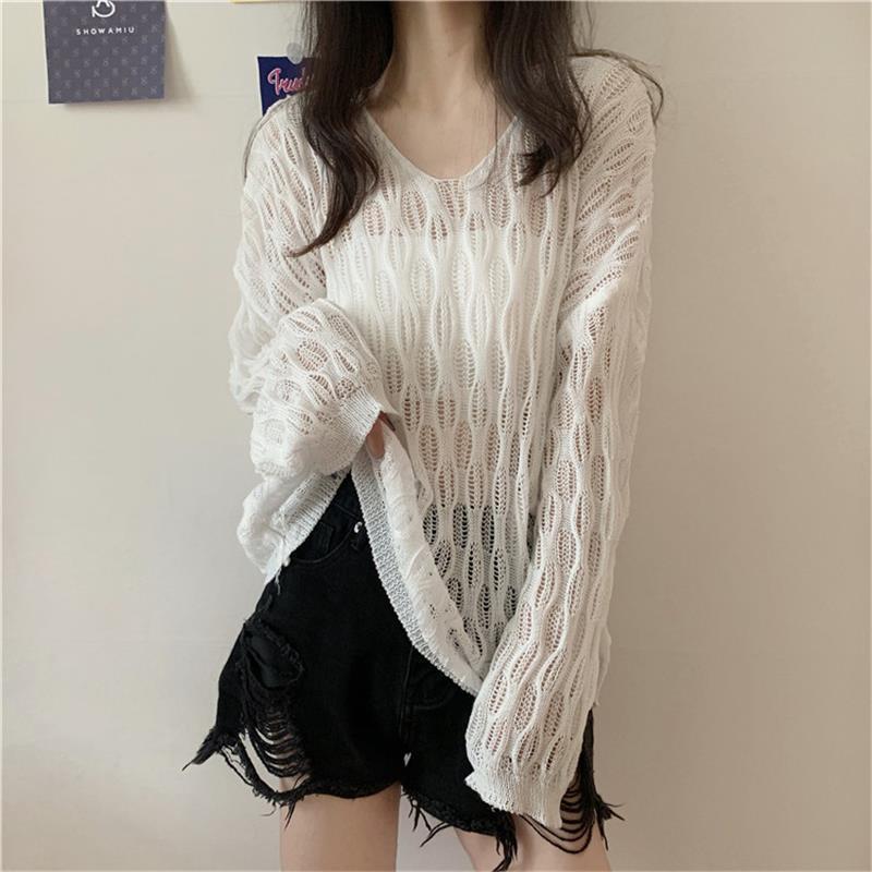 Women's Summer Thin Knitwear Oversized Spicy Girl Top Loose Sweater Outer Wear Hollow Out Cardigan Plus Size