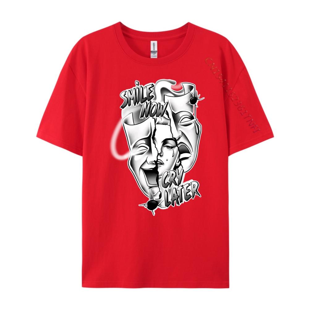 Smile Now Cry Later Pretty Chicano Blackwork 3XL Unisex Clothing Vintage T Shirts Vegan