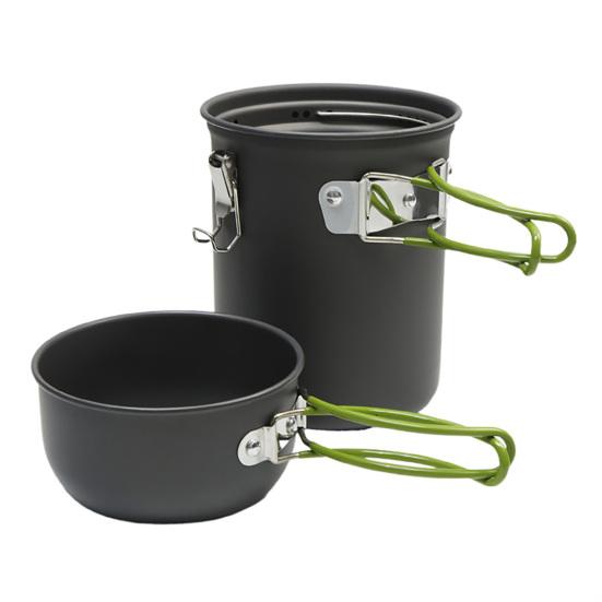 Набор из 3 шт./набор походных котелков с сумкой для хранения, складные ручки, сплав алюминия, компактный котелок для пешего туризма, набор котелков с антипригарным покрытием