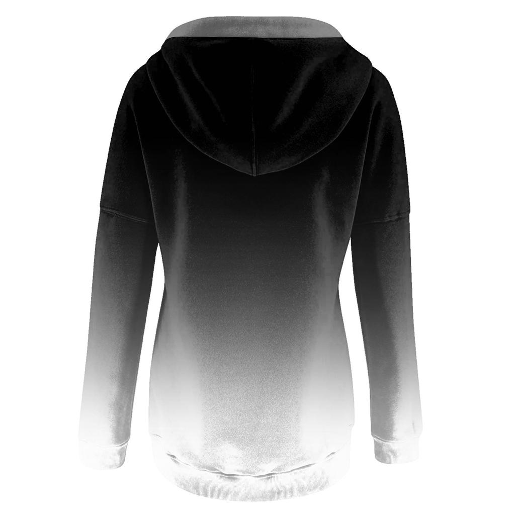 Women's Casual Fashion Vintage Print Long Sleeve Button Pullover Hoodies Sweatshirts