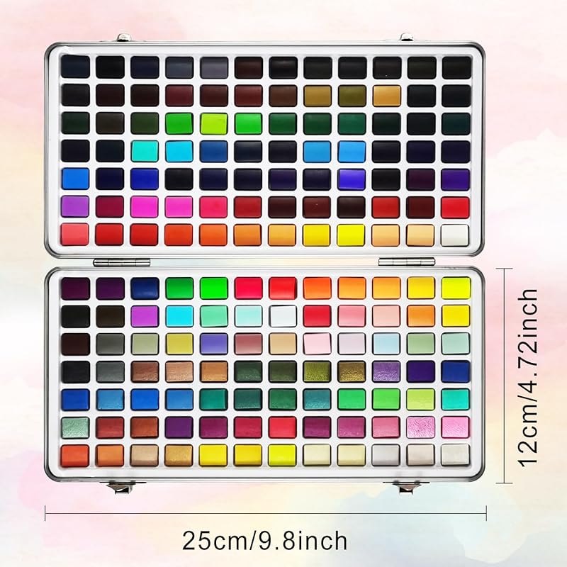 Набор твердых акварельных красок 168 цветов, набор акварельных красок, кисть-ручка с резервуаром для воды и палитрой, мобильная коробка, набор акварельных красок для путешествий