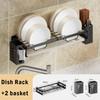 Dish Rack Punch-Free Wall-Mounted Bowl Drying Rack Kitchen Tableware Organizer Multifunctional Dish Storage Shelf Spoon Holder