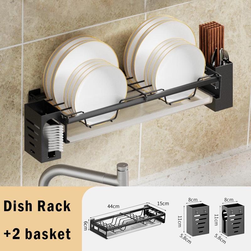 Dish Rack Punch-Free Wall-Mounted Bowl Drying Rack Kitchen Tableware Organizer Multifunctional Dish Storage Shelf Spoon Holder