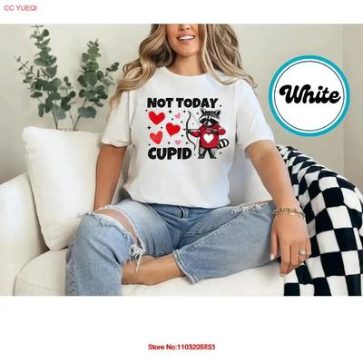 Not Today Cupid T Shirt Funny Raccoon Valentines Day Cute For Unisex Vintage Homme Breathable Fashion Stretched Soft