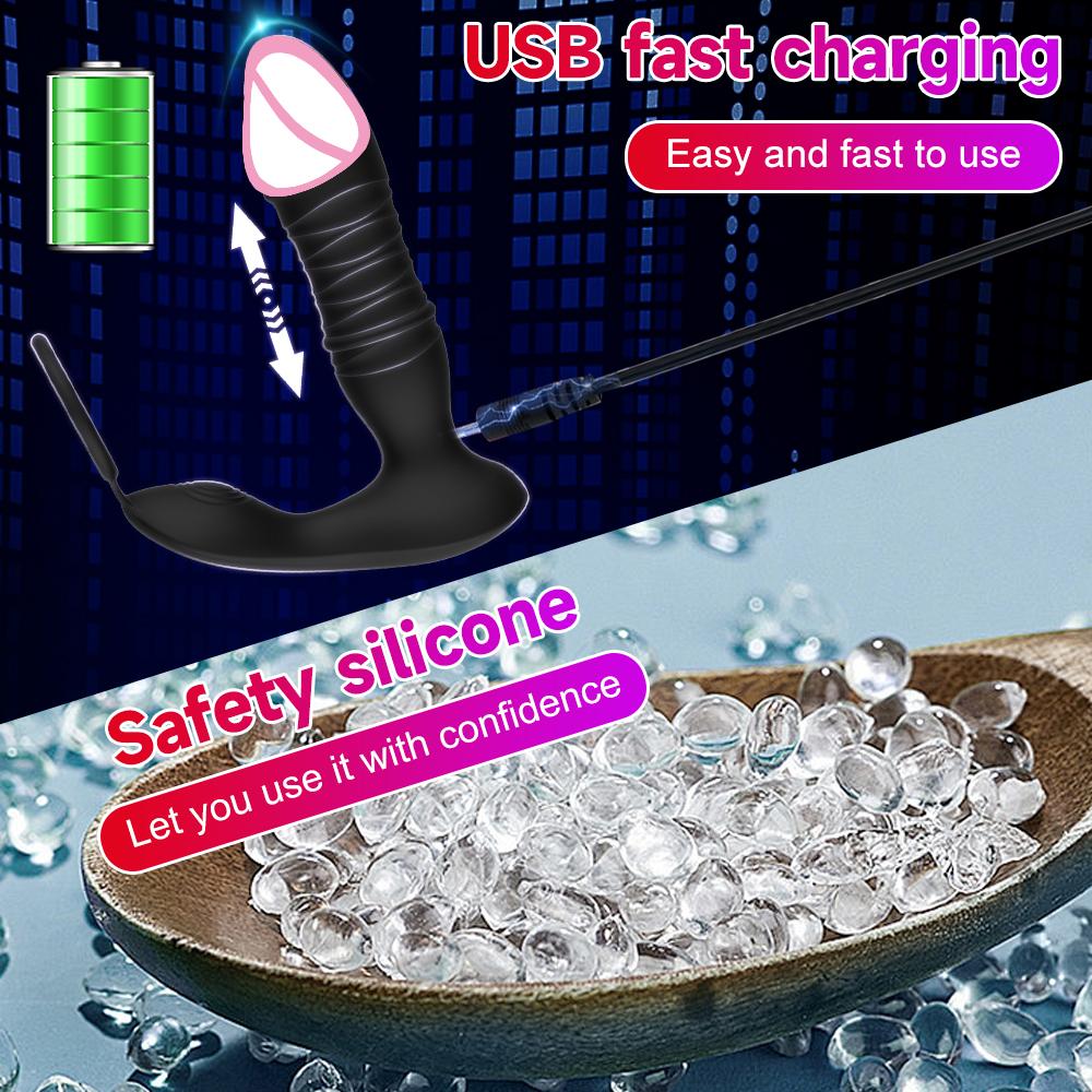 Телескопический анальный вибратор-пробка с управлением через Bluetooth-приложение, для задержки эякуляции, кольцо на пенис, массажер простаты, секс-игрушки для мужчин 18+