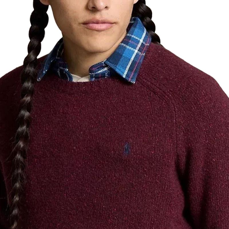 Polo Ralph Lauren Шерстяной свитер с круглым вырезом для мужчин, свитер, винный 710918135-006