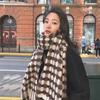 A Niche Hollow Thickened Checkered Imitation Cashmere Retro Scarf Female Winter Versatile Warm Student Scarf for Cold Prevention