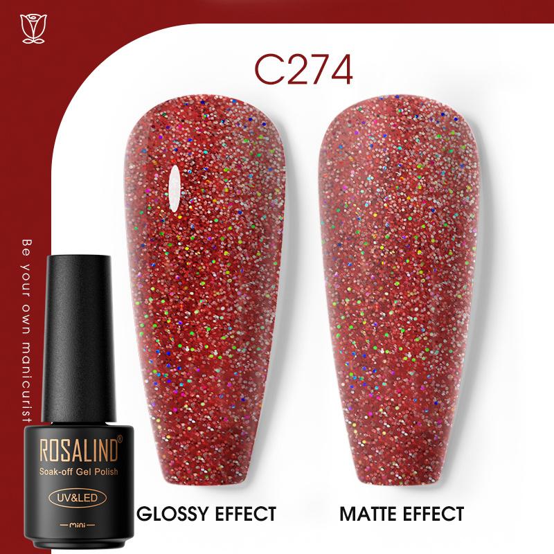 ROSALIND Красочный гель-лак для ногтей, блестящий гибридный лак, полуперманентный лак для ногтей, матовый верхний базовый слой, гель-лак для ногтей