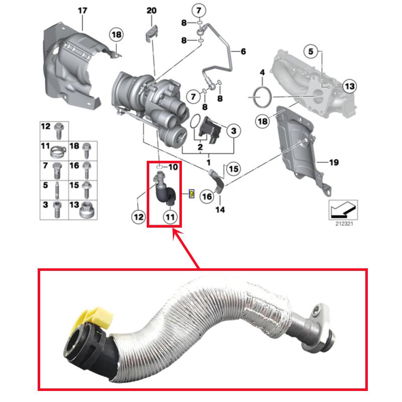 11658617069 Turbo Oil Return Pipe For MINI R55 R56 R57 R58 R59 COOPER S JCW ALL4 CLUBMAN COUNTRYMAN COUPE PACEMAN ROADSTER