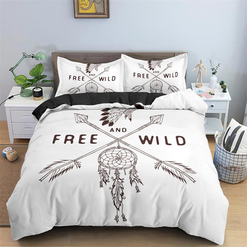 Dreamcatcher Duvet Cover Microfiber Feather Bedding Set Single Twin King For Girl Teen Adult Bedroom Geometric White Quilt Cover