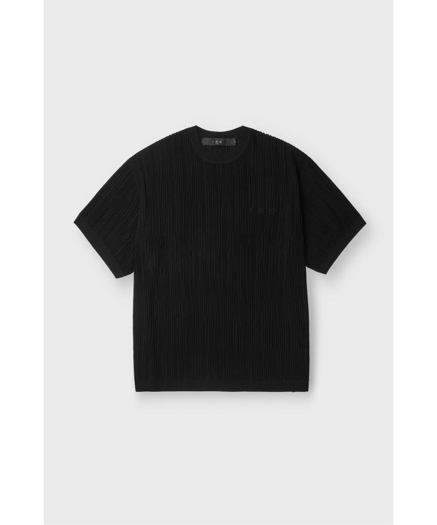 IRO Pleats Pleated Short Sleeve Round Sweater Iqwam26705Bkx