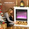 1800W Adjustable Faux Flame Electric Fireplace - White