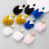 Retro Fluffy Ball Earrings Elegant Bohemian Eardrops