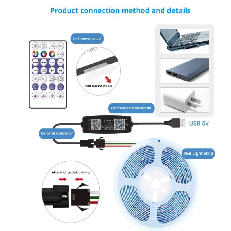 Контроллер Ws2812B Bluetooth Управление через музыкальное приложение для пиксельной светодиодной ленты Sk6812 Ws2811 Ws2812 Ленточные светильники USB 5V Пульт дистанционного управления