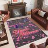 Bird Theme Crystal Velvet Rug Personalized Custom Name Text Soft Floor Mat Home Decor