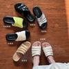 Soft Leather Version Pleated Soft Leather One-word Platform Slippers Women Summer Wear One-pedal Lazy Shoes Seaside Vacation Beach Shoes