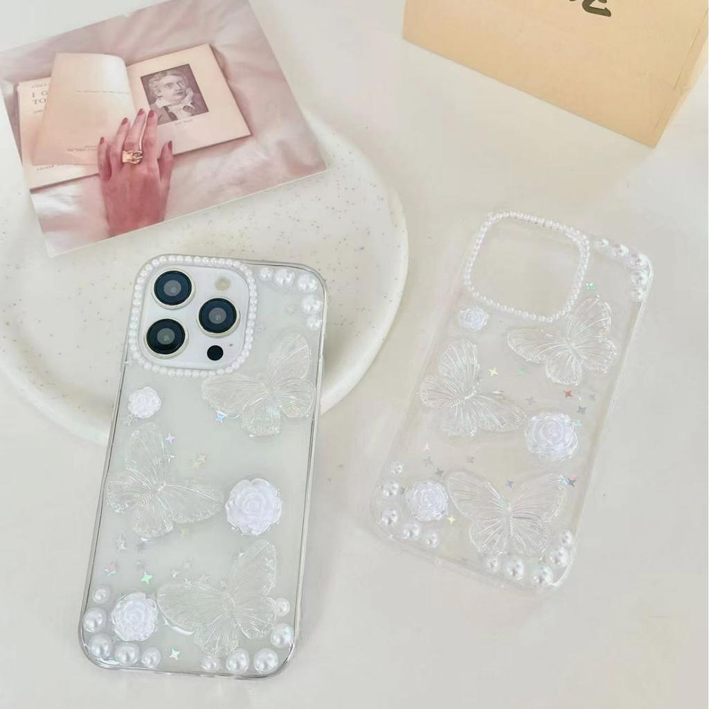 Трехмерный жемчужный чехол для телефона «Симфония Бабочек» iphone15plus Apple 13 MATE60