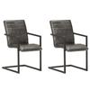 VidaXL Cantilever Dining Chairs 2 Pcs Grey Genuine Leather