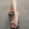 Stiletto Sandals Fairy Shoes with Skirt Bow Temperament High Heels Summer New French Niche