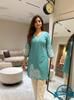 Pure Cotton Embroidery Work Kurti Cord Set Indian Desigenr Ethnic Kurta Pant Set