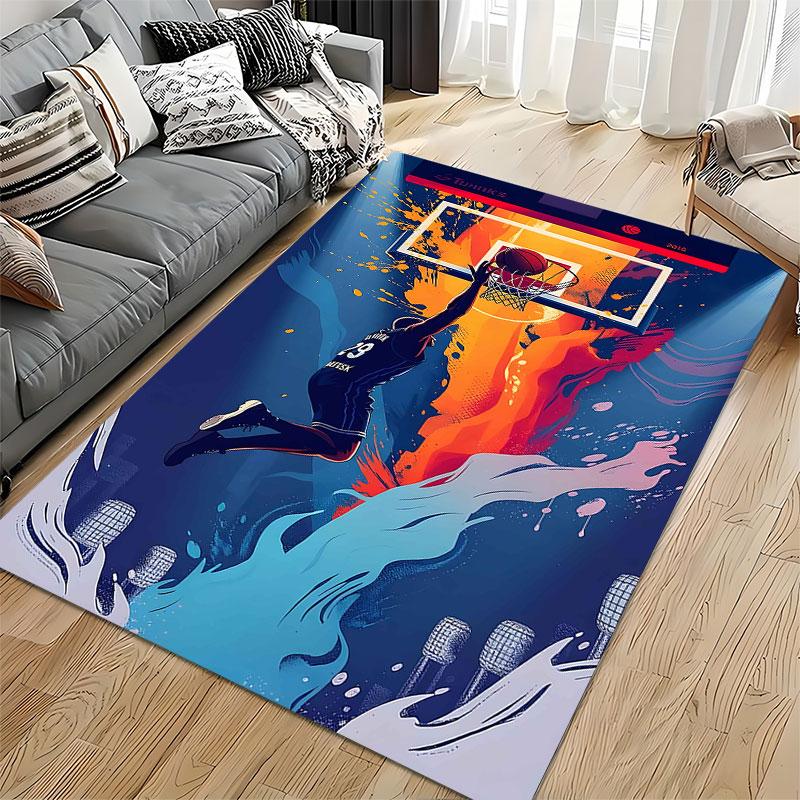 Basketball Dunk Art Carpet suitable as a non-slip mat for the living room or bedroom sofa