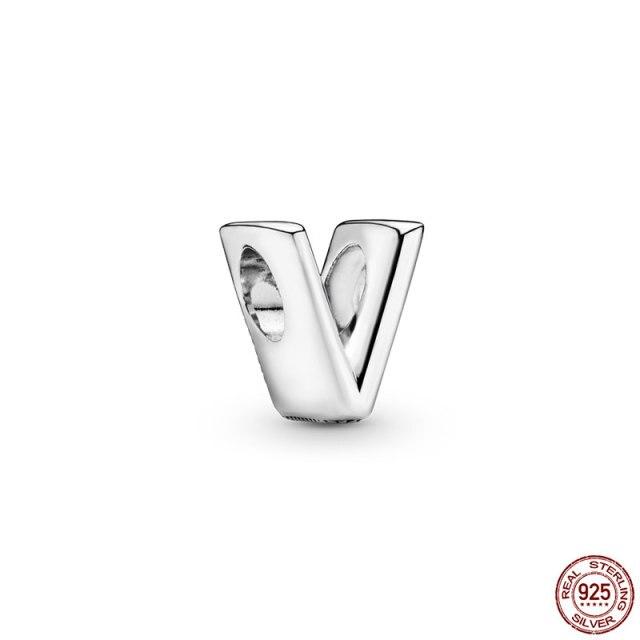 100% натуральная подвеска из стерлингового серебра 925 пробы, памятная буква серии A-Z, бисер, оригинальный браслет-подвеска Panjia, ювелирные изделия