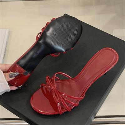 Eilyken Design Узкий ремешок Открытый носок Женские тапочки Сексуальные Тонкие Высокие каблуки Свадебная вечеринка Женская Летняя обувь