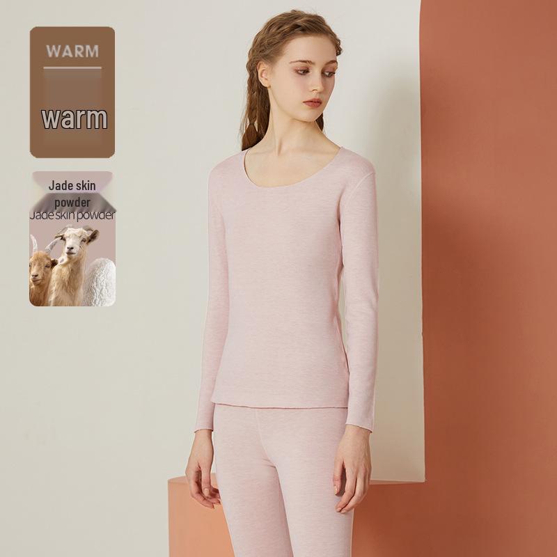 Women's Cashmere Silk Seamless Warm Underwear Set - Fleece-Lined Base Layer for Autumn and Winter