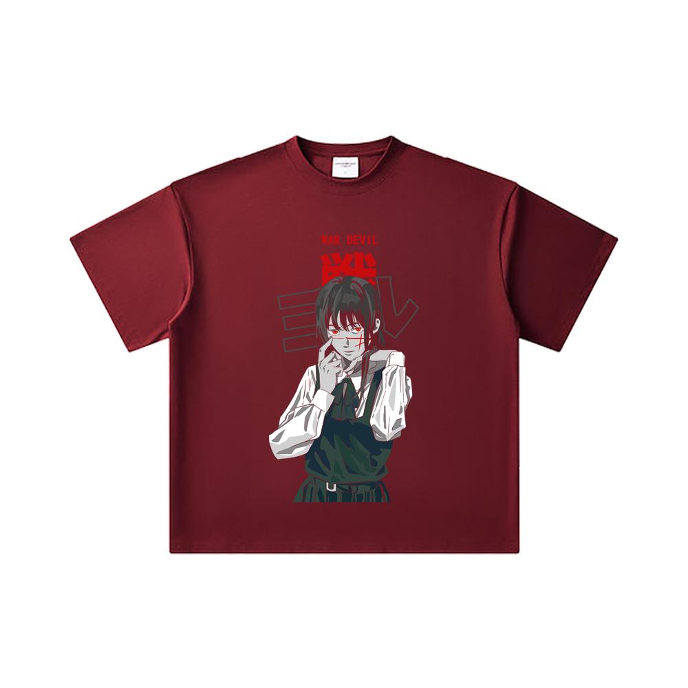 260 GSM Double Yarn 32 Count 100% Cotton Chainsaw Man V58 War Devil Print Unisex Heavy Cotton T Shirt