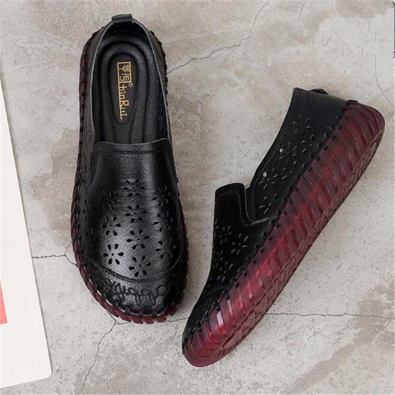 Женская обувь ручной работы 2024 Весна Ретро Натуральная кожа Туфли на плоской подошве Женские Мягкая подошва Повседневная обувь Обувь Размер 35-42