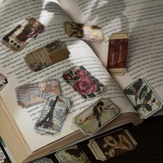 40Pcs DIY Vinyl Art Easy To Paste Great Self-adhesive Vintage Botanical Diary Note Handbook Stationery Stickers Material Sticker