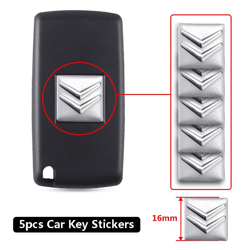 5Pcs Aluminium Metal Car Key Emblem Stickers For Citroen C1 C2 C3 Vts C4 Saxo C4L C5 C6 C8 Xsara Picasso Berlingo Cactus