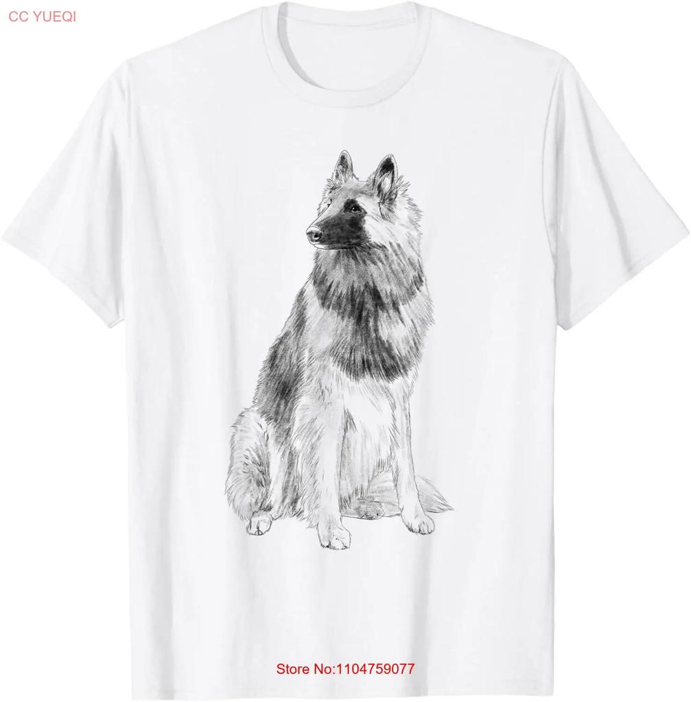 Sitting Belgian Shepherd Dog Tervuren T Shirt vintage Washed fashion Soft streetwear Slightly Stylish Casual Breathable homme