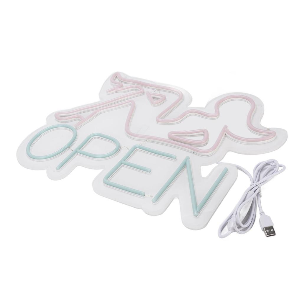 Настенная светодиодная неоновая вывеска с питанием от USB, акриловая световая панель для магазина, клуба, бара, вечеринки, розоватая женщина, синяя надпись «Открыто»