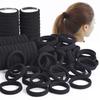 4cm Black Elastic Seamless Hair Ring - Korean Style Rubber Band for Women