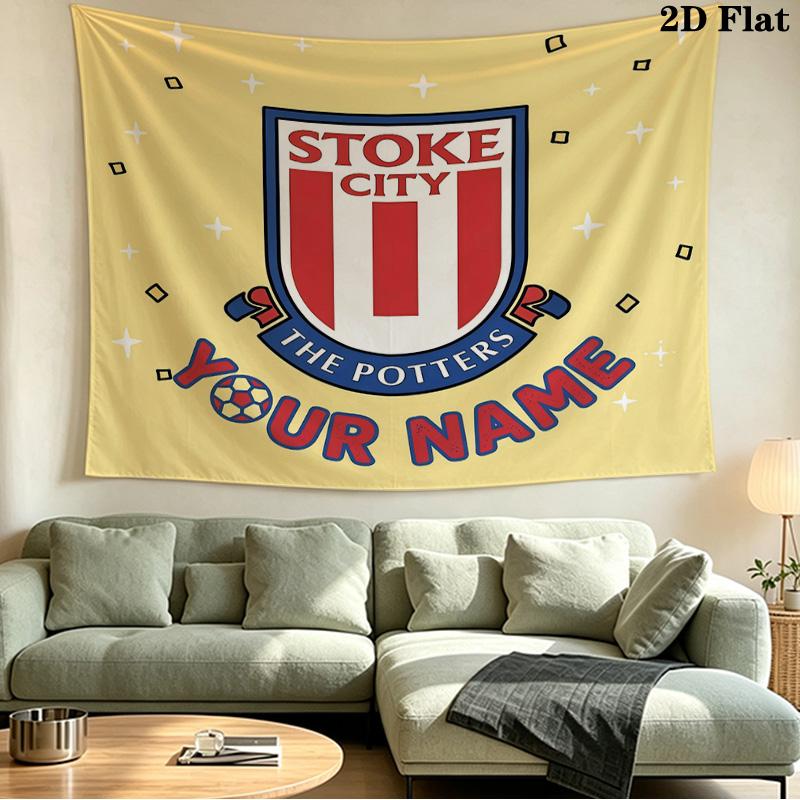 Custom Name Stoke City Printed Tapestry – Wall Hanging for Bedrooms, Dorms, and Home Decor