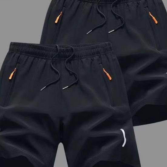 Мужские спортивные шорты, однотонные прямые эластичные шорты на талии, повседневная одежда больших размеров, карманы на молнии в стиле ретро, тонкие летние шорты до колена, мужская одежда