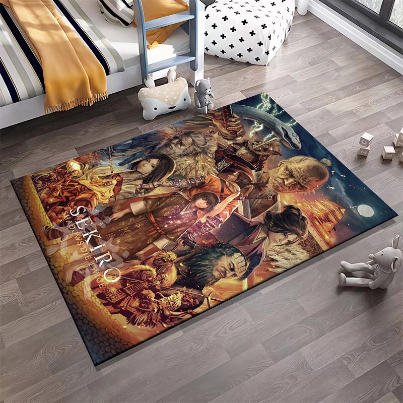 "Samurai Battle Design Carpet Inspired by Sekiro Shadows Die Twice" Suitable for use as an anti-slip for living room bedroom sofas