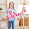Dinosaur Kids Aprons for Girls Waterproof Toddler Art Smock Painting for Girls with Long Sleeve and 3 Pockets
