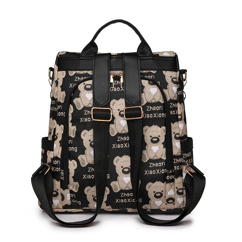 Кожаный рюкзак Женский рюкзак с принтом Дорожная школьная сумка большой емкости