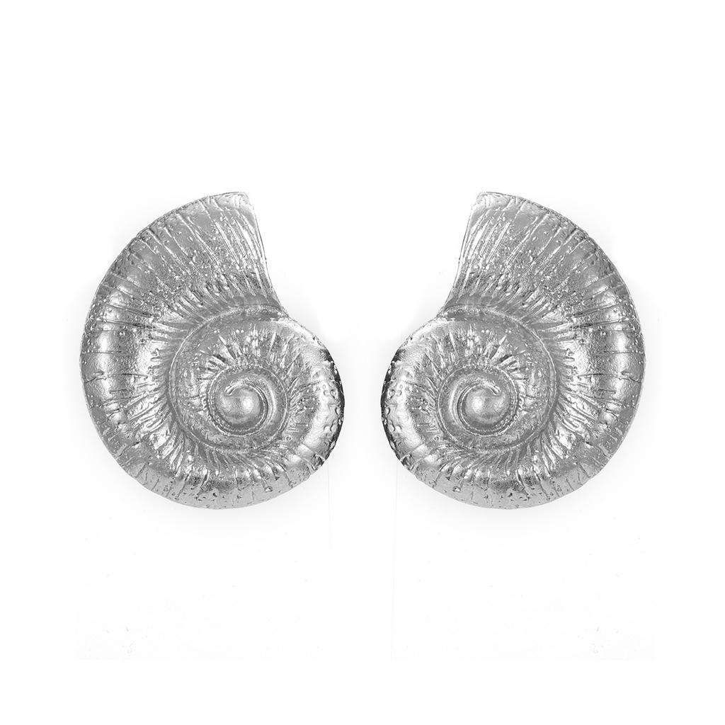 Summer Vacation Beach Wind Conch Earrings Alloy Stud Earrings Women'S Exaggerated Metal Jewelry