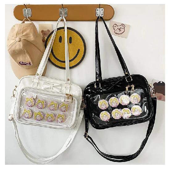 Kawaii Patent Leather Handbags Women Transparent PVC Itabag Women Tote Bag New Japanese Shoulder Bag Women Small JK Bag Ita Bag