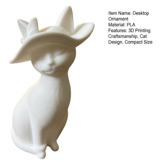 Настольное украшение 3D-печатная фигурка кошки в шляпе, цельнолитая скульптура, декоративный настольный аксессуар