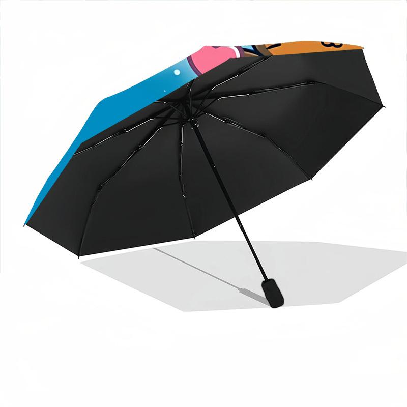 1pc Otters Love Automatic Folding Umbrella - Compact 8-Rib Design, Durable Plastic & Iron, Lightweight for Outdoor Daily Use051