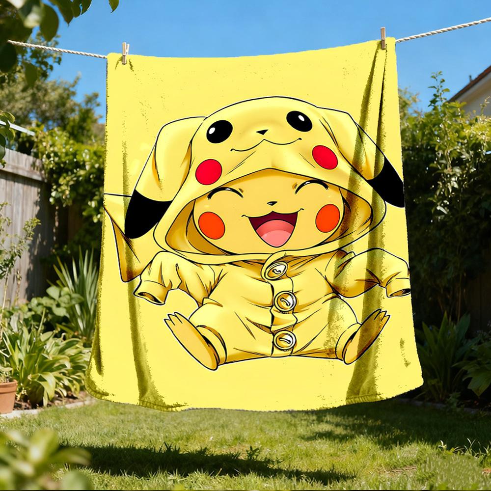 1pc Pikachu Outdoor Flannel Blanket Gift For Boys Girls Adults, Family Friends