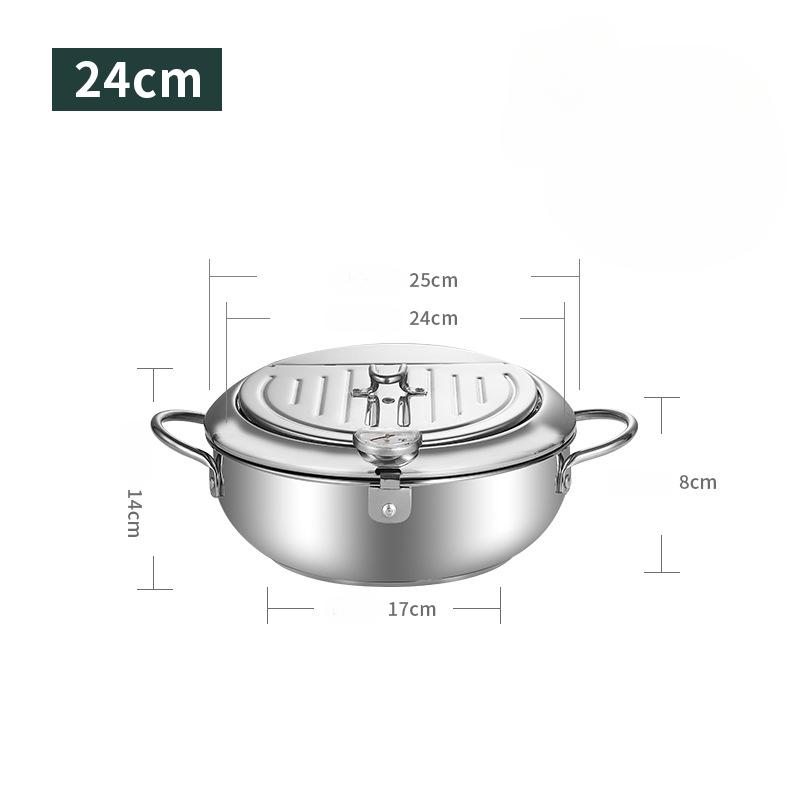 Fryer with Thermometer Lid Non-stick Stainless Steel Frying Pot for Kitchen